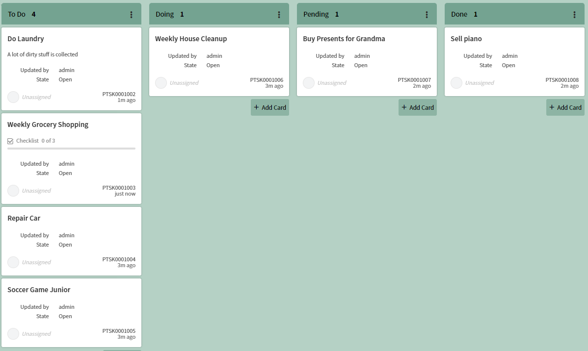 visual task board assignment group